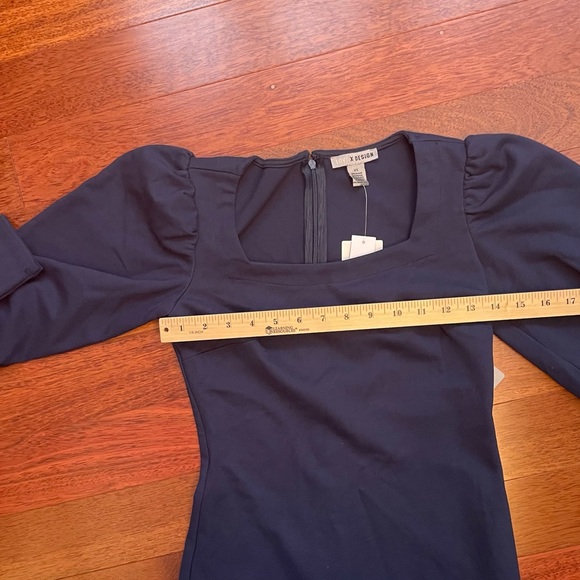 Elegant Long Sleeve Navy Blue Dress - Picture 5 of 6
